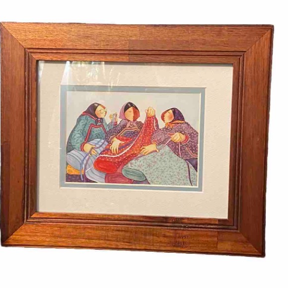 Alaskan Scene ‘Eskimos & Calicos’ Art Print By Barbara Lavallee Oak 11x13” Frame - Picture 2 of 5